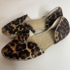 Manebi 40 Shoes Leopard Print Calf Hair Espadrilles Flats Slip On $180